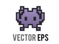 Vector classic game purple alien monster 8-bit graphic icon