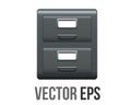 Vector office grey metal file cabinet icon with two drawers, handles and label holders Royalty Free Stock Photo