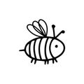 Isolated vector design illustration of decorative lined cartoon bee