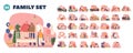 Isolated Vector Elements With Cartoon Family Characters. Parents And Kids Spend Time Together, Communicate And Fun Royalty Free Stock Photo