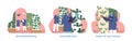 Isolated Elements with Characters Engage in Automation Of Crop Production and Smart Farming, Vector Illustration
