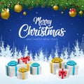 3D High Quality Origami Merry Christmas and Happy New Year Background with Falling Snow . Isolated Vector Elements Royalty Free Stock Photo