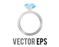 Vector engagement wedding diamond with white gold ring icon Royalty Free Stock Photo