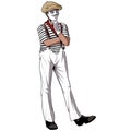 Semi realistic Cartoon mime artist character thinking