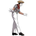 Semi realistic Cartoon mime artist character walking