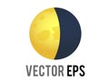 Vector golden yellow half moon icon, represent nighttime, outer space and astronomy