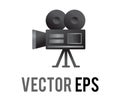 Vector gray and black classic movie camera icon