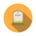 Isolated vector icon of headstone for Halloween with shadow.