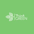 Isolated Vector Icon Style Illustration Logo with leafs. Think Green, Go Green, Eco, Vegan and Vegetarian Lifestyle Label