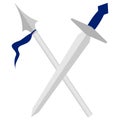 Isolated vector icon of a sword and spear crossed in an X shape Royalty Free Stock Photo