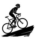 Bicycle Riding Uphill, Outdoor Silhouette Royalty Free Stock Photo