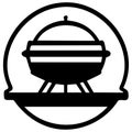 A grill icon inside a circle, black on white background Royalty Free Stock Photo