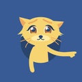 Isolated vector illustration of the cute cat with sad eyes.