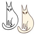Isolated vector illustration design set of abstract cat lined black and in pastel colors