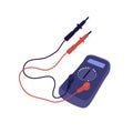 Isolated vector illustration of digital multimeter, engineer worker tool for check resistance power, amperage, voltage