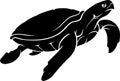 Sea Turtle Silhouette, Endangered Animal Royalty Free Stock Photo