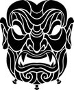 Traditional Japanese Samurai Mask Silhouette