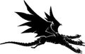 Three Headed Mythical Black Dragon, Side View