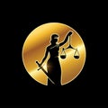 Golden Lady Justice Vector Icon