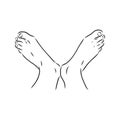 Isolated vector illustration. Hand drawn sketch of a bare human foot or sole. Royalty Free Stock Photo