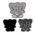 Isolated vector illustration isolated design of a cute meditating elephant lined and silhouettes