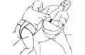 Isolated Vector Illustration of Japanese Male Sumo Wrestlers