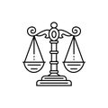 Libra line icon. Justice icon. Isolated vector illustration.