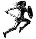 Female Medieval Warrior, Shadowed Illustration Royalty Free Stock Photo