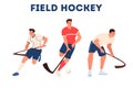 Isolated vector illustration of male field hockey athlete.