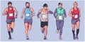 Isolated vector illustration of marathon long distance runners