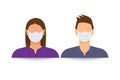 Masked female and male silhouette. Please put on your face Mask Icon. A poster calling for people to wear a face mask. Coronavirus
