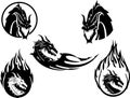 Dragon Head Silhouette Design Set