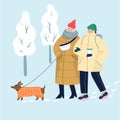 Isolated vector illustration of people wearing warm winter clothes. Royalty Free Stock Photo