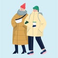 Isolated vector illustration of people wearing warm winter clothes. Royalty Free Stock Photo