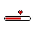 Pixel art 8-bit heart/love loading - isolated vector illustration