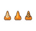 Pixel art 8-bit Road safety traffic cones set - isolated vector illustration Royalty Free Stock Photo