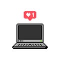 Pixel art 8-bit style social media like speech bubble - isolated vector illustration