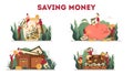 Isolated vector illustration set of money protection concept Royalty Free Stock Photo