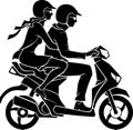 Couple on Scooter Vehicle