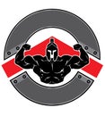 Spartan Fitness, Flexing Muscles Silhouette Badge