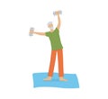 Isolated vector illusttration of an old man doing fitness activity Royalty Free Stock Photo