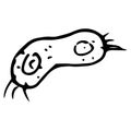 Isolated vector map, hand-drawn in the style of doodles with a black outline on a white background. A viral bacterium is an Royalty Free Stock Photo