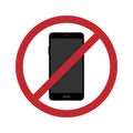 Isolated vector of no cell phones or devices allowed sign with smartphone Royalty Free Stock Photo