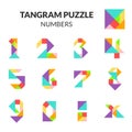 Tangram puzzle game with isolated vector Numbers. Royalty Free Stock Photo