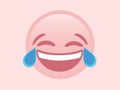 Isolated vector pink laugh and crying tear flat icon