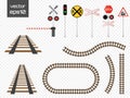 Vector rails set. Railways on white background. Railroad tracks. Royalty Free Stock Photo