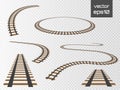 Vector rails set. Railways on white background. Railroad tracks. Royalty Free Stock Photo