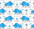 Isolated vector seamless pattern. Stylized Russian folklore. Royalty Free Stock Photo