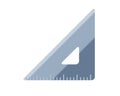 Silver metal triangular ruler icon, as used to draw lines and measure distance