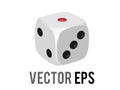 Vector six sided white game die icon, showing sides of 1, 2, 3 Royalty Free Stock Photo